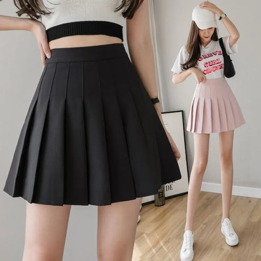 "High-Waist Korean Mini Skirts: Sexy & Pleated for Women"