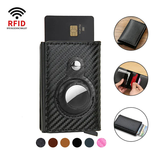 "Rfid Credit Card Holder Wallet For AirTag Men Women Wallets Money Bags Leather Wallet For Apple Air Tag Purses Smart Wallet"
