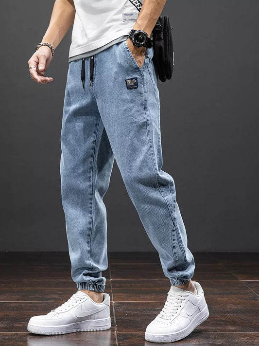 "Black Blue Cargo Jeans: Streetwear Men's Denim - Sizes up to 8XL"