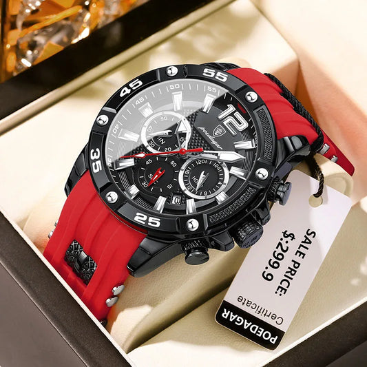 "POEDAGAR Men's Watch Luxury Silicone Strap Sport  Waterproof Military Wristwatches For Men"